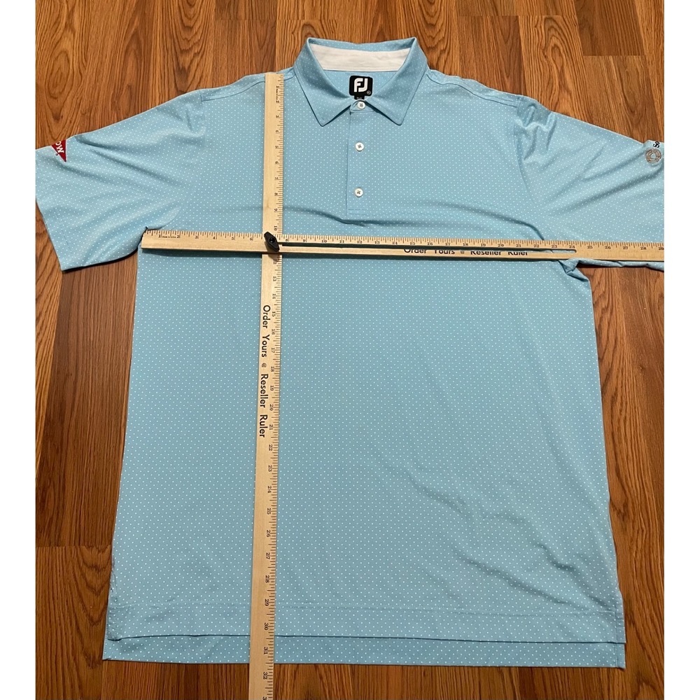 FootJoy Golf Polo Mens XL Blue Micro Dot Stretch Dow Sandhills Logo - Picture 8 of 10